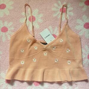 Knit Floral crop Top